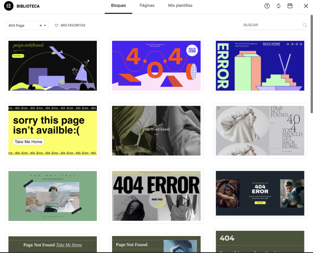 Cómo crear una página 404 en WordPress usando Elementor. Biblioteca de plantillas de páginas 404.